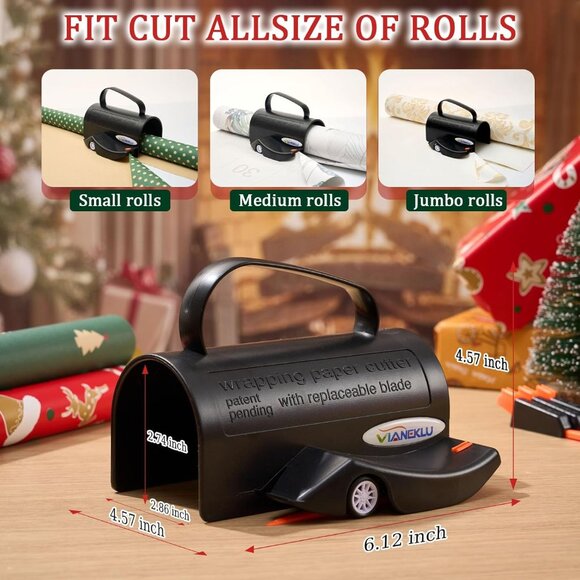 Wrapping Paper Cutter, Gift Wrap Cutter with 3 Replaceable Blades - Picture 2 of 4